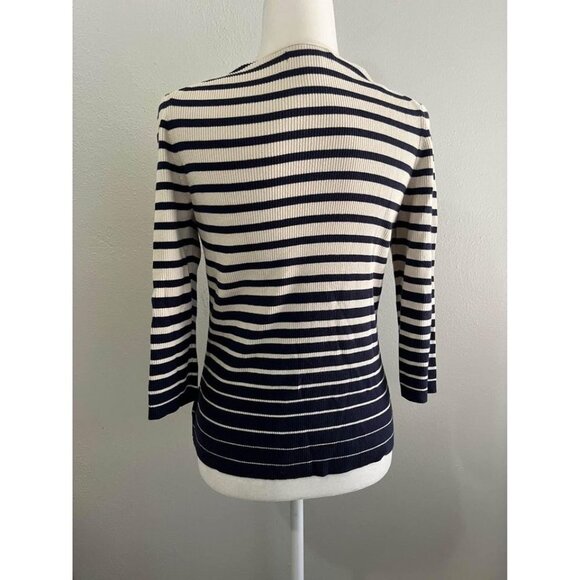 Eddie Bauer Ribbed Striped 3/4 Sleeve Sweater Blouse Size Large - Picture 7 of 8